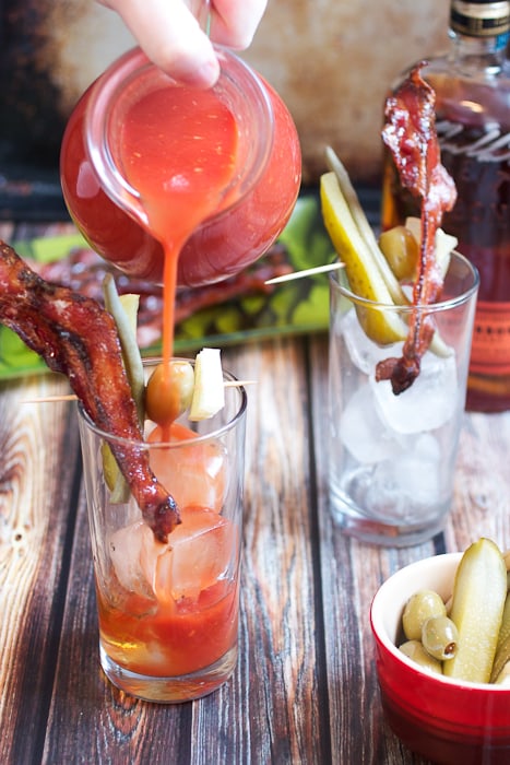 Candied Bacon Bourbon Bloody Mary | The Girl In The Little Red Kitchen