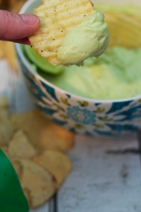 Avocado Lime Goat Cheese Dip from The Girl In The Little Red Kitchen