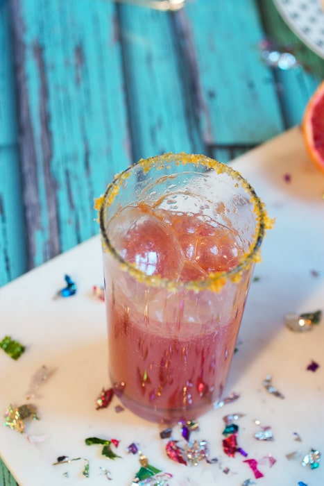 Blood Orange Gin Fizz - a fizzy seasonal cocktail from The Girl In The Little Red Kitchen