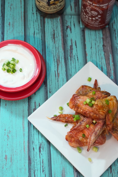 Honey Rum Sriracha Wings #CaptainsTable from The Girl In The Little Red Kitchen