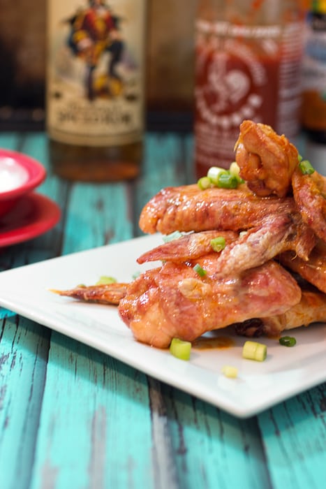 Honey Rum Sriracha Wings  from The Girl In The Little Red KItchen