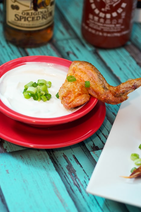 Honey Rum Sriracha Wings #CaptainsTable from The Girl In The Little Red Kitchen
