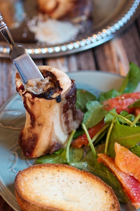 Roasted Bone Marrow with Citrus Salad from The Girl In The Little Red Kitchen