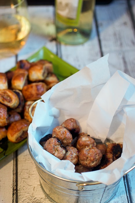 Spicy Sausage Rolls with bonus recipe sausage balls for the Big Game from The Girl In The Little Red Kitchen