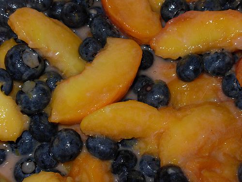peaches and blueberries