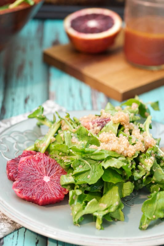 Blood Orange, Quinoa and Arugula Salad from The Girl In The Little Red Kitchen