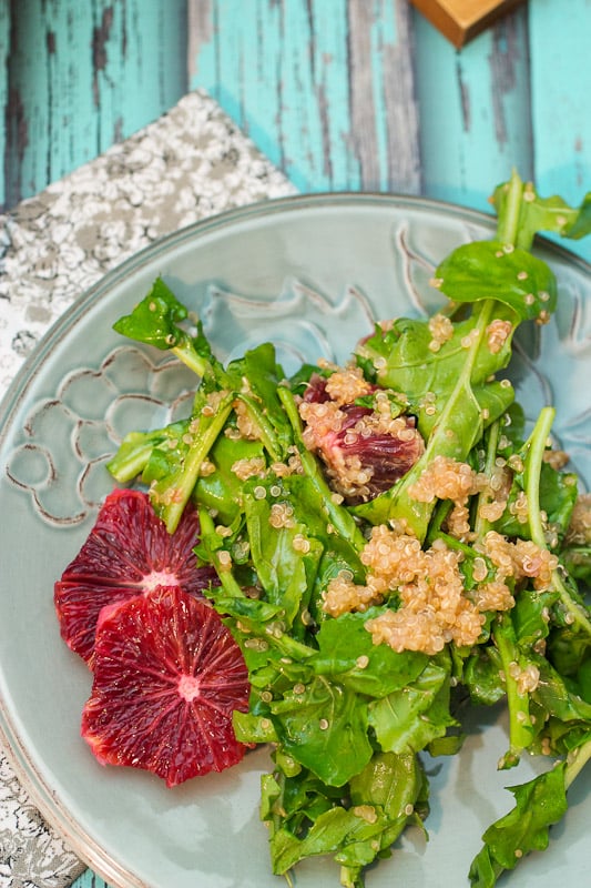 Blood Orange, Quinoa and Arugula Salad from The Girl In The Little Red Kitchen