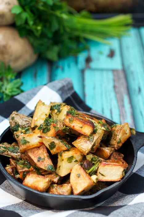 Chimichurri Roast Potatoes from The Girl In The Little Red Kitchen