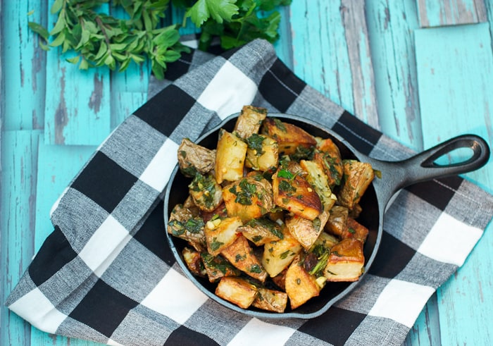 Chimichurri Roast Potatoes from The Girl In The Little Red Kitchen