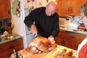 Dad carving the turkey