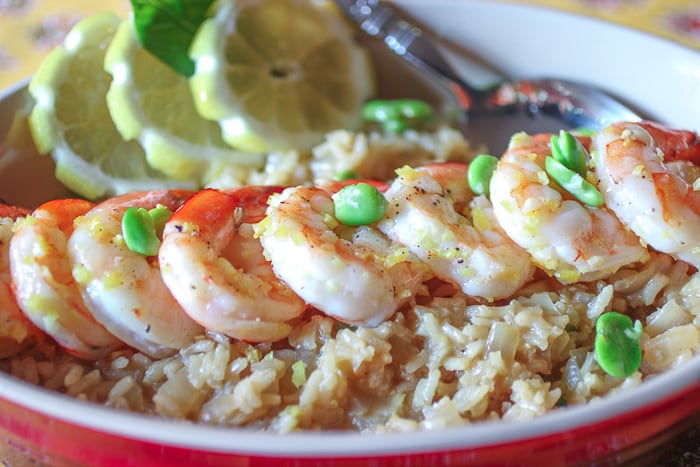 Lemon Risotto with fava beans and shrimp - 6