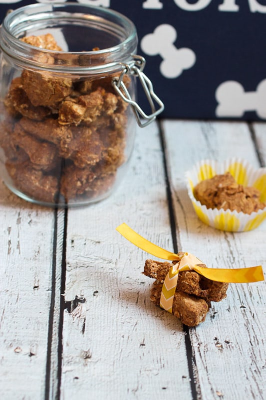Peanut Butter and Banana Dog Treats from The Girl In The Little Red Kitchen