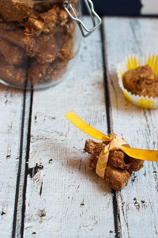 Peanut Butter and Banana Dog Treats from The Girl In The Little Red Kitchen