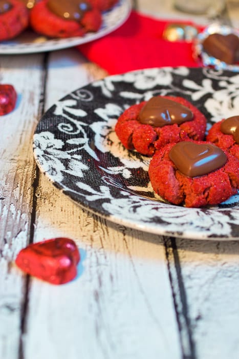 Red Velvet Peanut Butter Cup Blossoms for a Valentine's Day treat from The Girl In The Little Red Kitchen