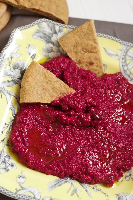 Beet Hummus from The Girl In The Little Red Kitchen