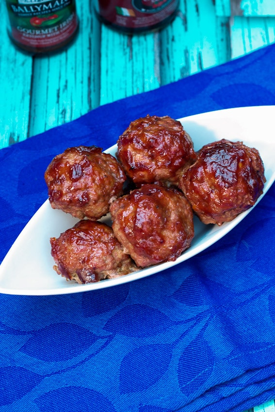 Cranberry Chilli Glazed Lamb Meatballs from The Girl In The Little Red Kitchen