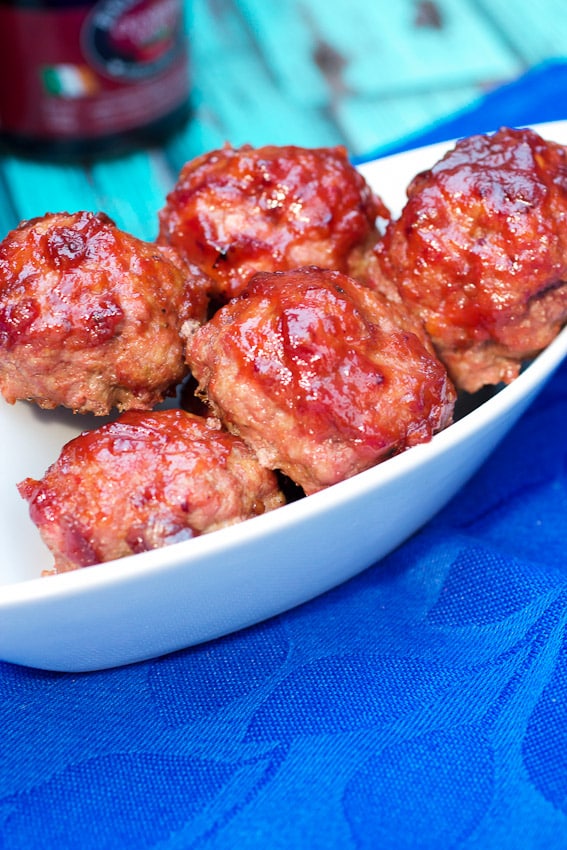 Cranberry Chilli Glazed Lamb Meatballs from The Girl In The Little Red Kitchen