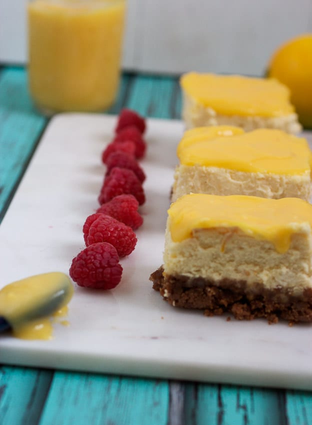 Meyer Lemon Cheesecake Bars from The Girl In The Little Red Kitchen