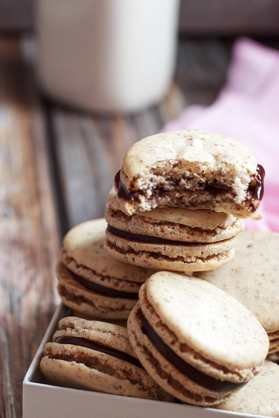Chocolate Hazelnut Macarons from The Girl In The Little Red Kitchen
