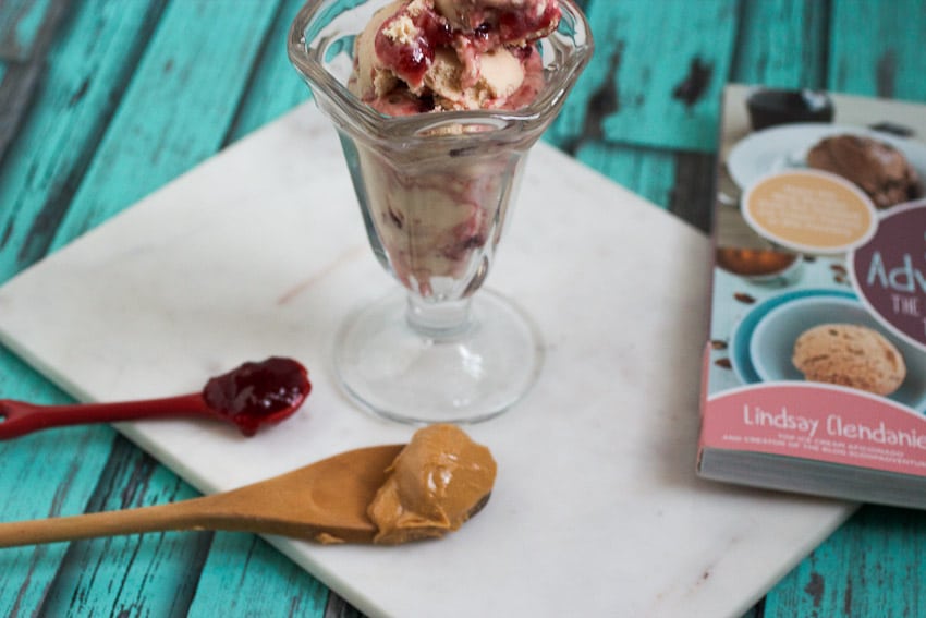 Peanut Butter & Jelly Ice Cream from The Girl In The Little Red Kitchen