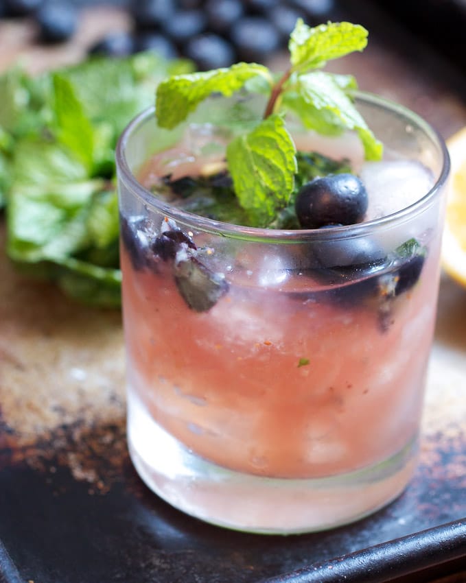 Blueberry Bourbon Smash from The Girl In The Little Red Kitchen