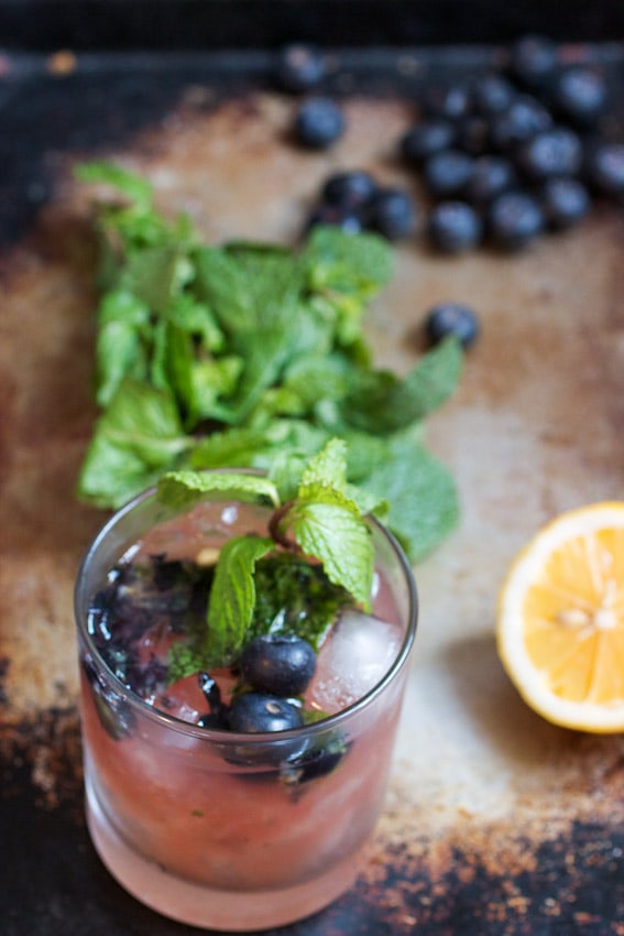 Blueberry Bourbon Smash from The Girl In The Little Red Kitchen