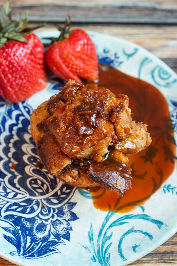 Individual Bourbon Bacon Bread Pudding from The Girl In The Little Red Kitchen