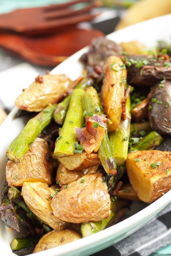 Roasted Fingerling and Asparagus Potato Salad from The Girl In The Little Red Kitchen