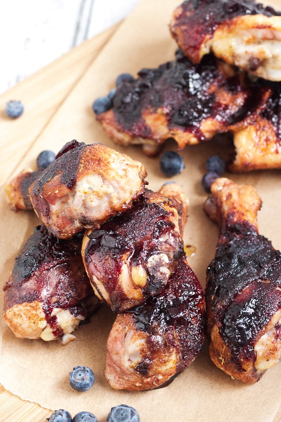 Barbecue Chicken with Pino Noir Blueberry Sauce | girlinthelittleredkitchen.com