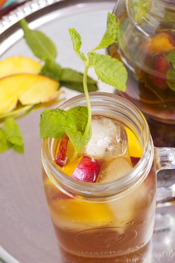 Spiked Peach Mint Ice Tea from The Girl In The Little Red Kitchen