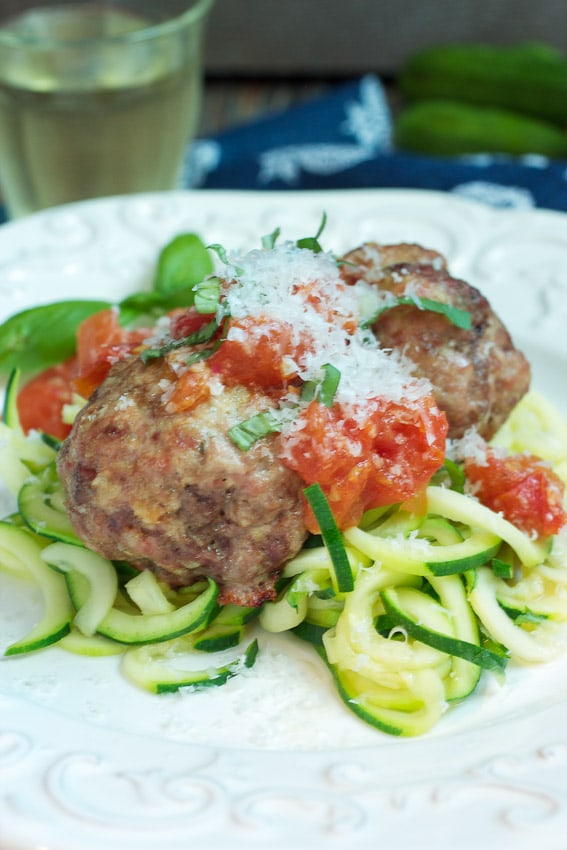 Meatballs with Vegetables Noodles and Fresh Tomato Sauce #ChooseDreams #SundaySupper from The Girl In The Little Red Kitchen