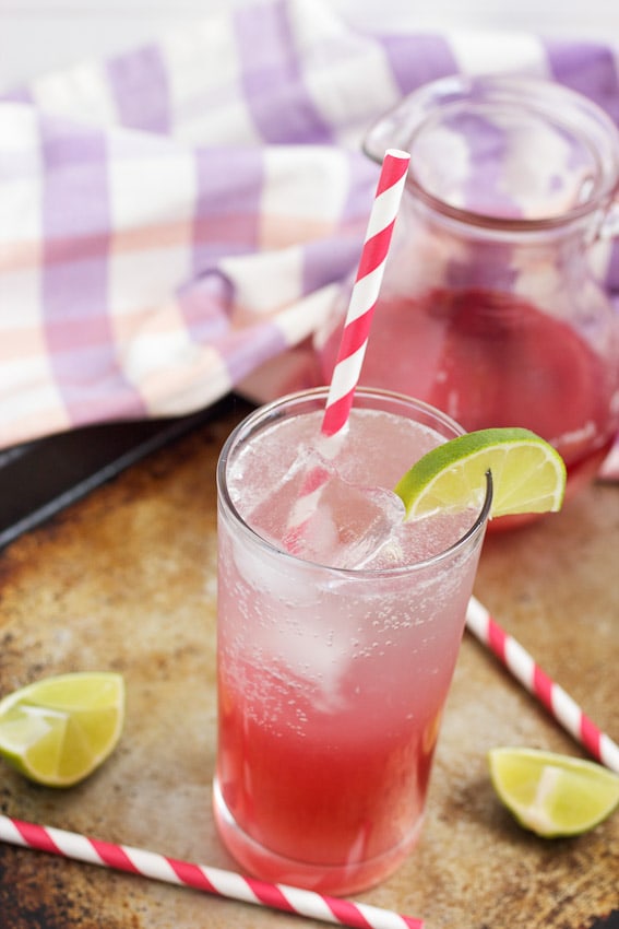 Rhubarb Paloma Cocktail from The Girl In The Little Red Kitchen