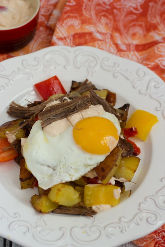 Beef Brisket Hash #SundaySupper from The Girl In The Little Red Kitchen