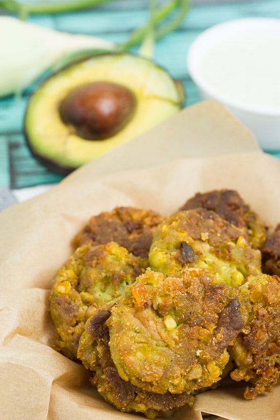 Corn and Avocado Fritters from The Girl In The Little Red Kitchen