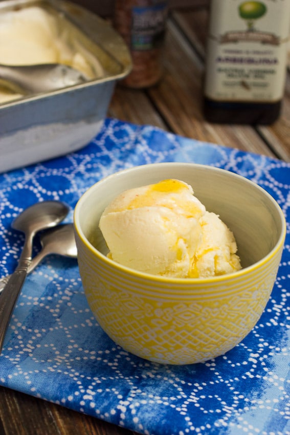 Olive Oil Gelato #SundaySupper from The Girl In The Little Red Kitchen