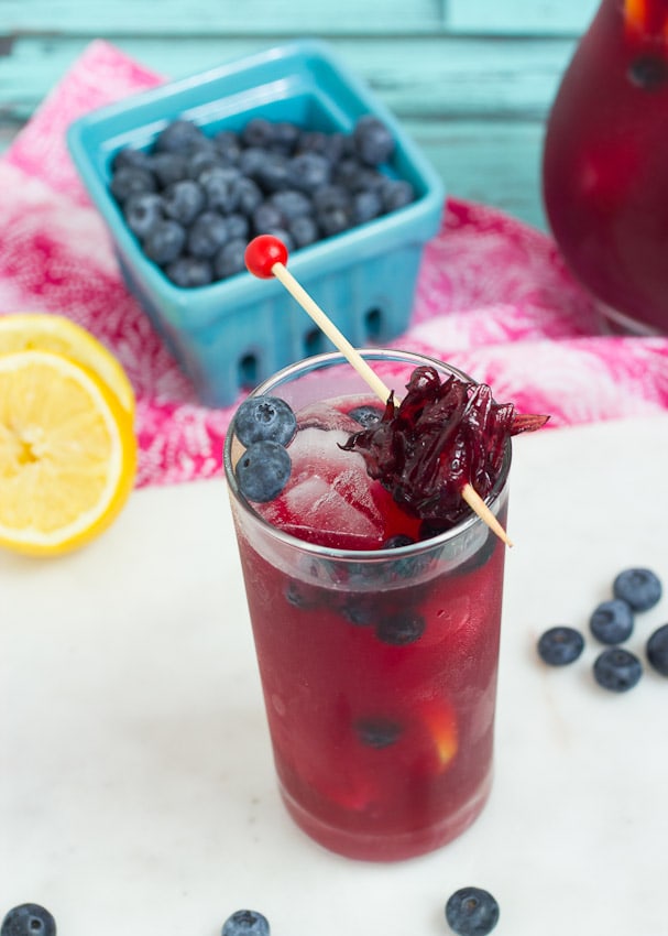 Blueberry Hibiscus Lemonade from The Girl In The Little Red Kitchen