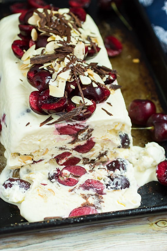 Cherry Almond Semifreddo from The Girl In The Little Red Kitchen