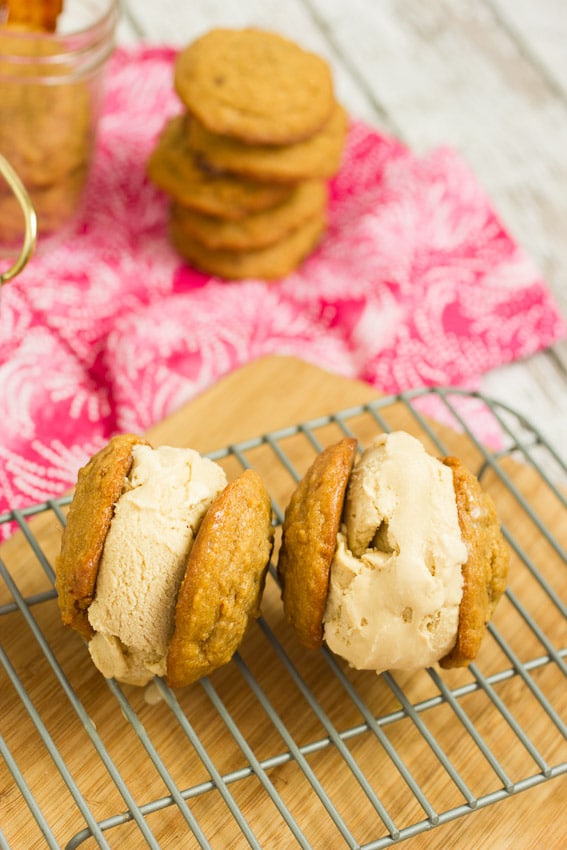 Maple Bacon Bourbon Brown Sugar Ice Cream Sandwiches from The Girl In The Little Red Kitchen