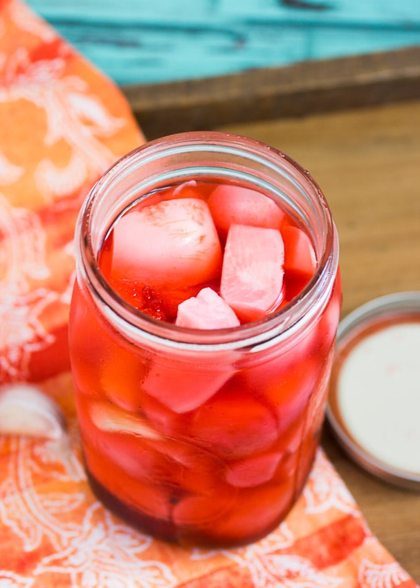 Refrigerator Pickled Radish and Turnips #SundaySupper from The Girl In The Little Red Kitchen