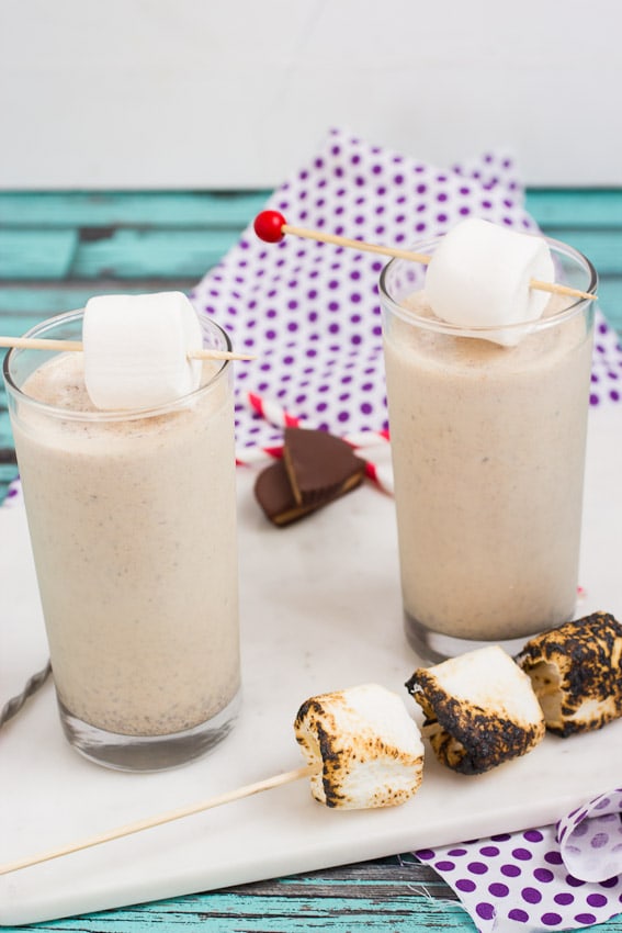 Peanut Butter Cup S'more Shakes from The Girl In The Little Red Kitchen