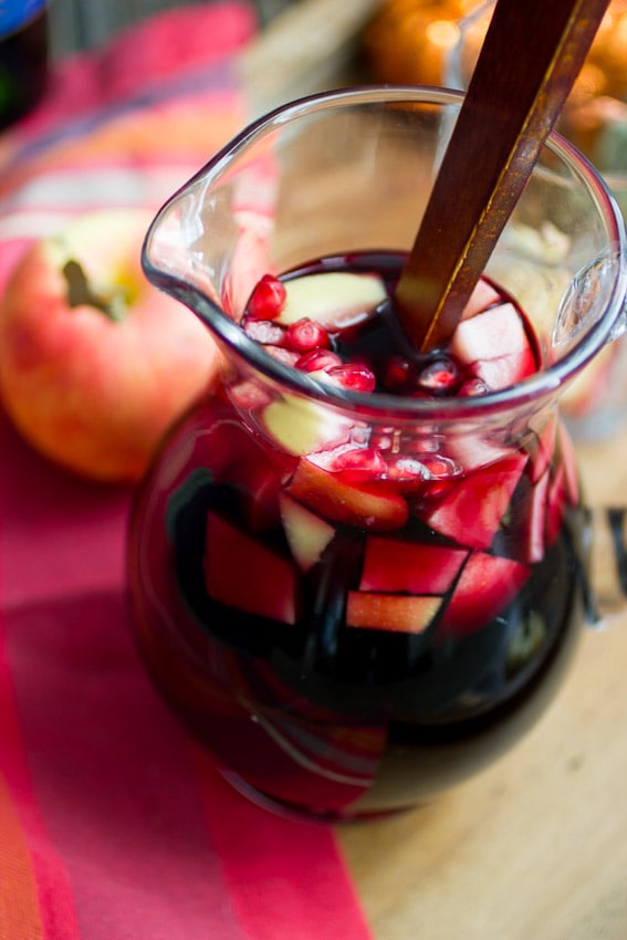 Apple Pomegranate Sangria #SundaySupper from The Girl In The Little Red Kitchen