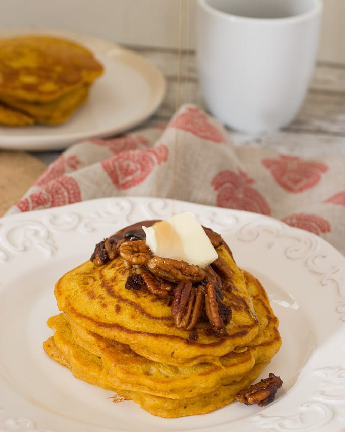 Pecan Pumpkin Oat Pancakes- The Girl In The Little Red Kitchen