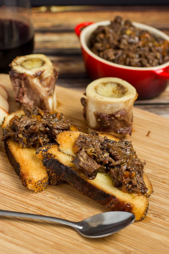 Roasted Bone Marrow with Oxtail Marmalade from The Girl In The Little Red Kitchen