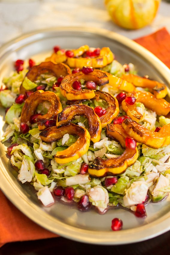 Brussels Sprouts Squash and Pomegranate Salad from The Girl In The Little Red Kitchen