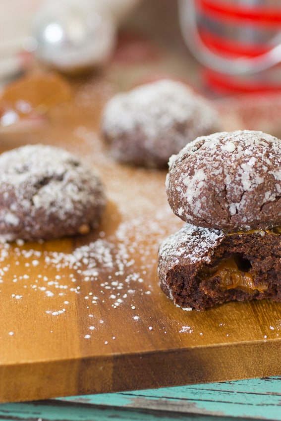 Dulche de Leche Stuffed Chocolate Cookies #CookieWeek from The Girl In The Little Red Kitchen