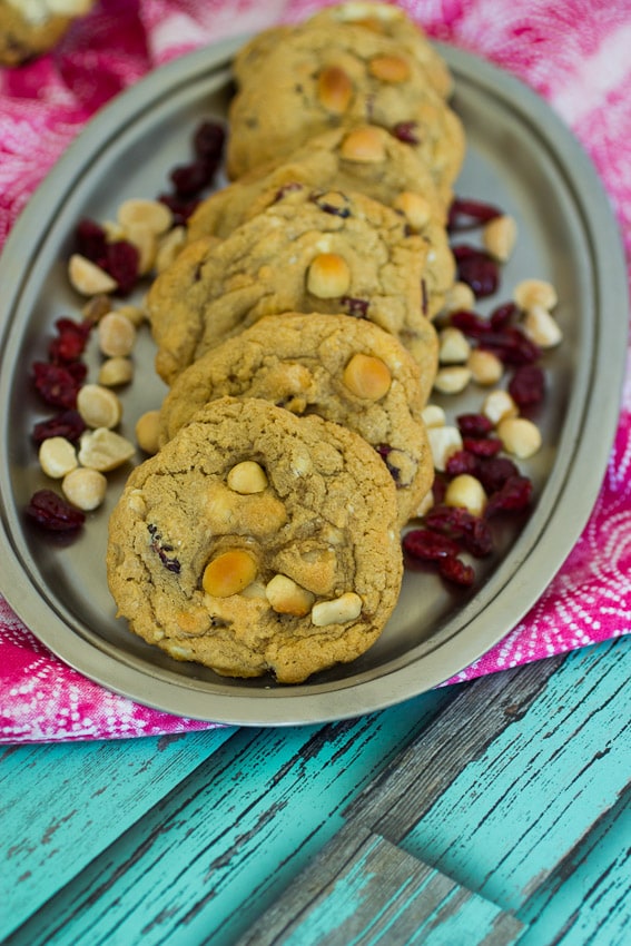 White Chocolate Cranberry Macadamia Nut Cookie- The Girl In The Little Red Kitchen
