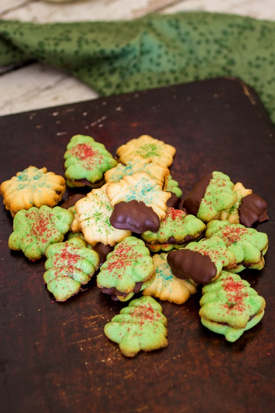 Peppermint Spritz Cookies #ChristmasWEek from The Girl In The Little Red Kitchen