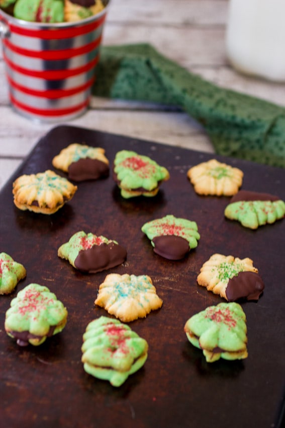Peppermint Spritz Cookies | The Girl In The Little Red Kitchen