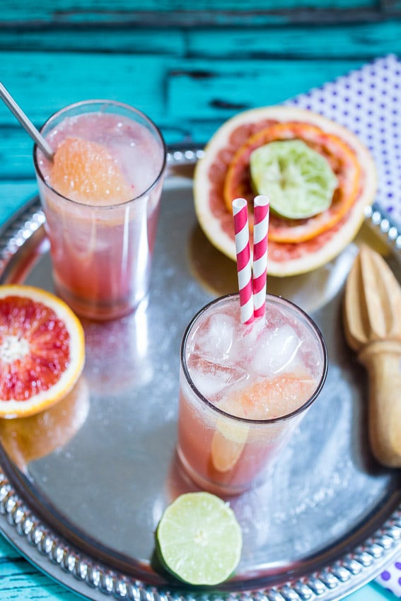 Blood Orange Bourbon Paloma from The Girl In The Little Red Kitchen