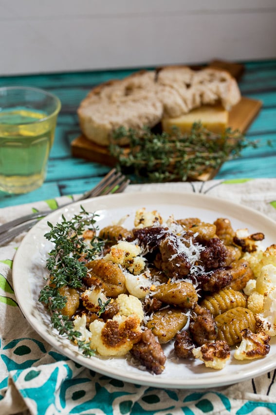 Sweet Potato Gnocchi with Sausage and Cauliflower | The Girl In The Little Red Kitchen